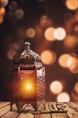Ramadan islamic concept, lantern with light