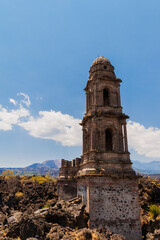  tower of the ruins church in Michoacán 