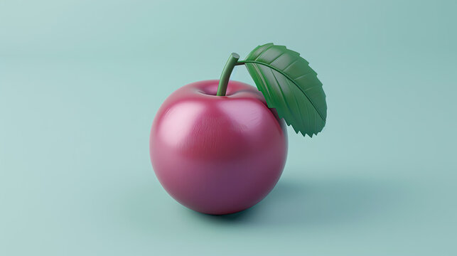 Plum Fruit 3D icon,simple shape, ui icon, rounded outline, miniature small scale painting style