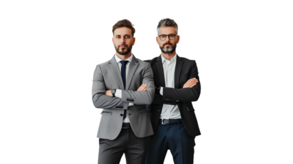 Creative businessmens in formalwear looking at the camera isolated on a transparent background