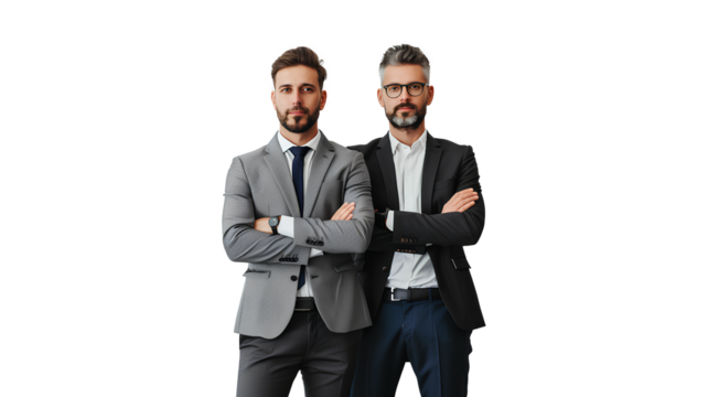 Creative businessmens in formalwear looking at the camera isolated on a transparent background