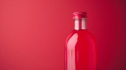 A glass of bottle on red background. - 792320564