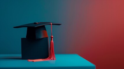 A graduation cap on a colorful background. - 792320589