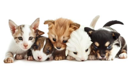 Group of chihuahua puppies isolated on a transparent background