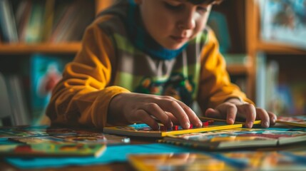 A Kid Playing A Boardgame. - 792321707