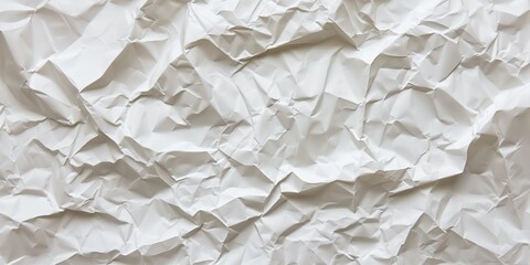 Fototapeta premium white wrinkled crumpled paper background texture pattern. crush paper craft flat lay backdrop with copy space