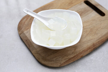 Mini cube coconut gel in syrup,  Thai dessert
