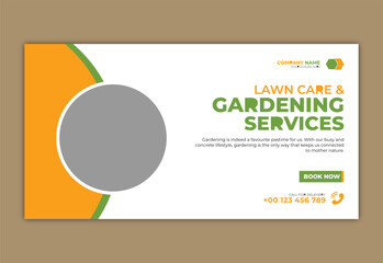 Lawn Mower Garden or Landscaping Service Postcard Template. Eddm Postcard Design, Event Card Design, Direct Mail Template, Invitation Design. leaflet, grass, equipment, gardener