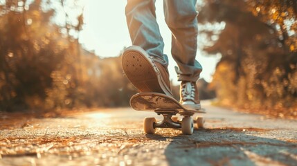 A person playing skateboard in the street. - obrazy, fototapety, plakaty