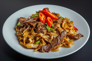 Spicy beef stir fry with noodles
