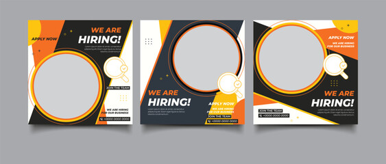 We are hiring job vacancy square social media post banner template	