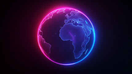 Digital global network concept with neon glow