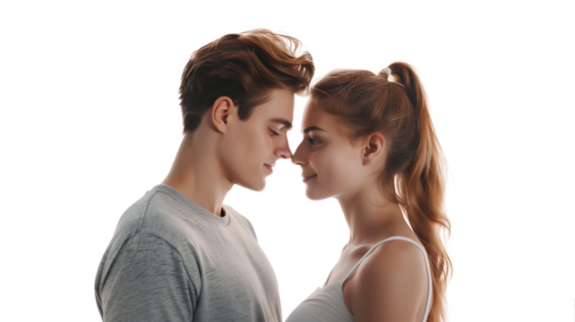 Portrait of a couple in love isolated on a transparent background