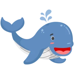 Tuinposter Cute Ocean Blue Whale Sea Animals Illustration © uigodesign