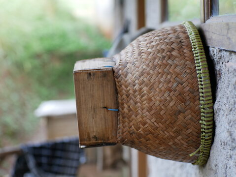 A traditional basket made of woven bamboo called as "Boboko or Bakul" in the local language is mainly used to store rice.