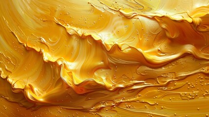 An abstract oil painting art design in three dimensions, sprinkled with paint on paper, with a shiny golden texture. Prints, wallpaper, posters, cards, murals, rugs, hangings, wall art, art posters,