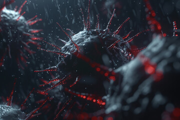 Fototapeta premium Close-up view on a 3D rendered malware, with a dark, threatening atmosphere 