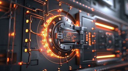 A highly secure digital vault for cryptographic assets, visualized as an impenetrable Crypto Vault