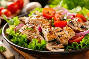 Grilled chicken salad with mixed vegetables