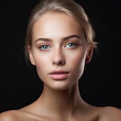 Fototapeta na wymiar Beautiful face of young woman with perfect health skin