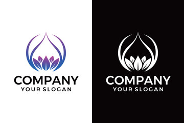 Set of abstract lotus flower logo design template Premium Vector