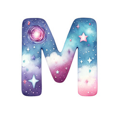 The letter M is a colorful and whimsical representation of the alphabet