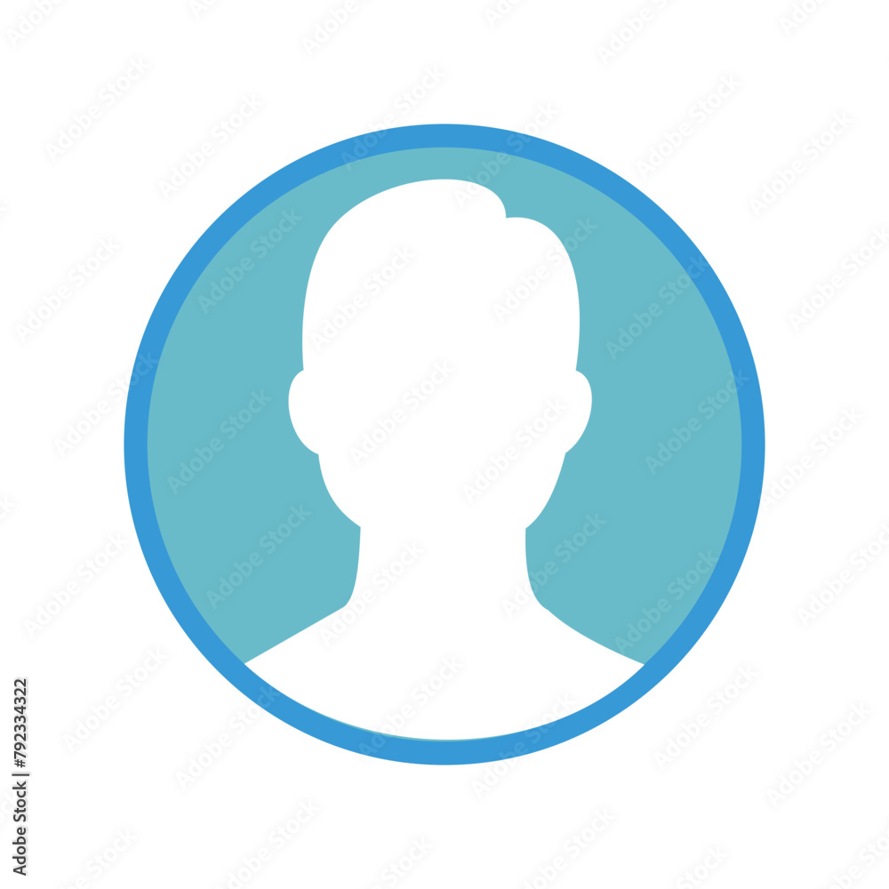Poster Avatar profile picture icon on blue  background. Flat design style. resources graphic element design. Contact icon for ui  button application. user interface icon element Design 