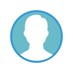 Avatar profile picture icon on blue  background. Flat design style. resources graphic element design. Contact icon for ui  button application. user interface icon element Design 