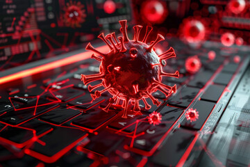 Computer alert Cybersecurity software detecting trojans initiating quarantine and removal process for safety