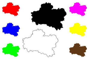Fototapeta premium Loiret Department (France, French Republic, Centre-Val de Loire region) map vector illustration, scribble sketch Loiret map