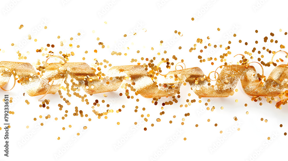 Canvas Prints gold-colored ribbon, confetti-style, white background