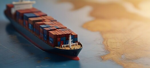 container cargo freight ship - obrazy, fototapety, plakaty
