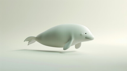 Naklejka premium A 3D digital illustration of a stylized beluga whale set against a cream background in a minimalist art style.