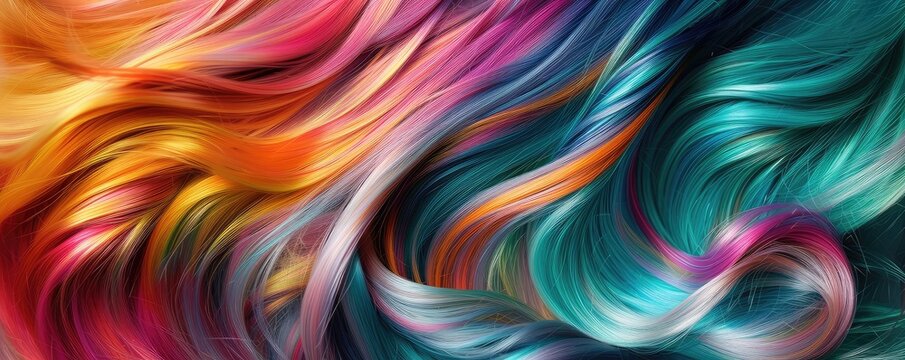 Abstract colorful hair waves pattern background. banner