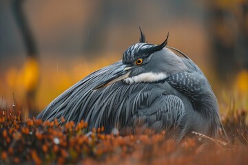 Fototapeta premium Heron Sleep on The Ground