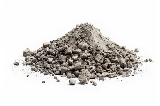 Pile of cement dust on white background used in construction