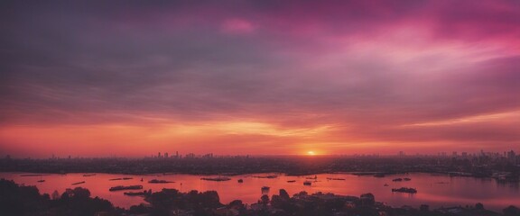 Fototapeta premium sunset over the river