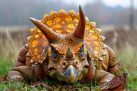 Triceratops laying on the ground