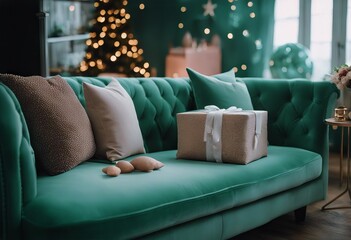 neo mint sofa velour interior trendy Festive gifts