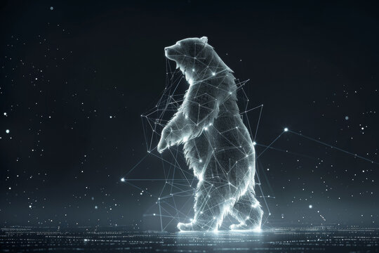 A bear is depicted in a digital image with a lot of lines