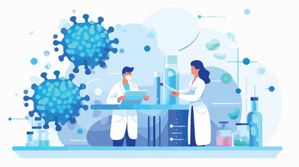 Scientists work in laboratory at covid 19 vaccine l