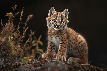 Naklejka na ściany i meble Baby Lynx on a wild