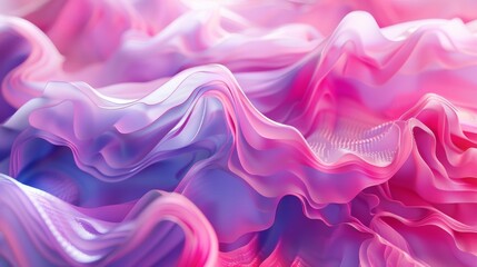 Obraz premium Fluid Fantasy: A 3D Voyage through Digital Waves of Pink and Blue Hues