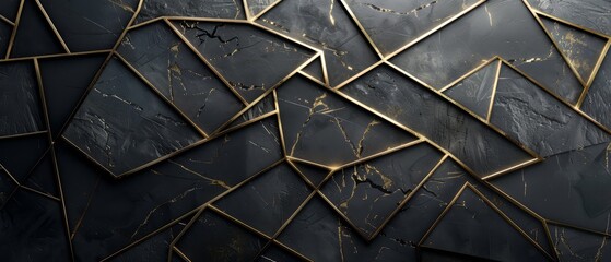 Luxurious dark metal with intricate gold geometric lines