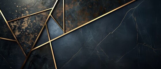 Dark brushed metal with a bold gold geometric frame