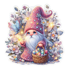 gnome with easter basket cute easter sticker