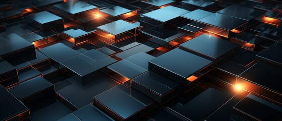 Simple and sleek 3D tech squares in dark tones