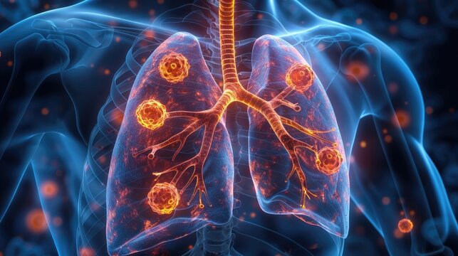 diseases of the lungs in the picture lung cancer conceptillustration image