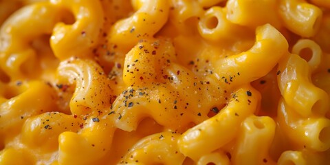 Creamy Mac and cheese close up full frame background banner