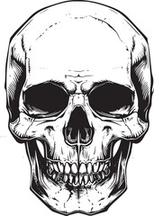 Human skull illustration. Monochrome hand-drawn skull on black and white backgrounds. Vector